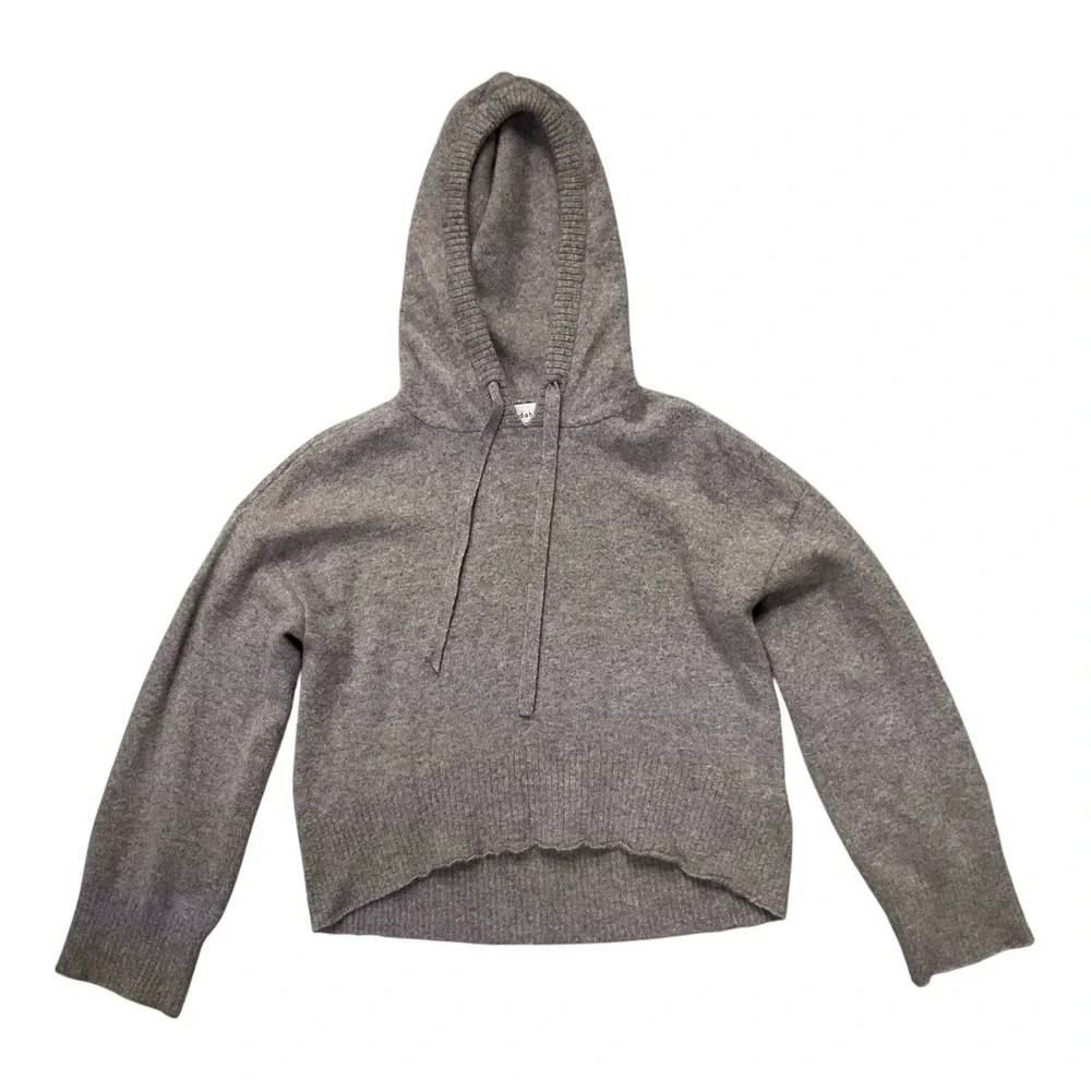 Bella Dahl Women 100% Cashmere Pullover Hoodie Grey Long Sleeve B4743-C55-304 XS